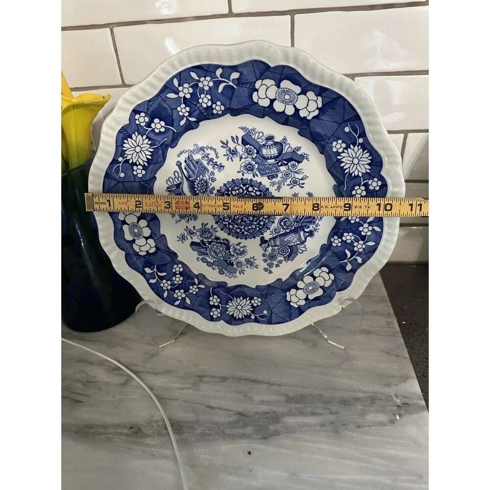 Spode Blue Room Collection Regency Series Trophies Plate Blue White Transferware
